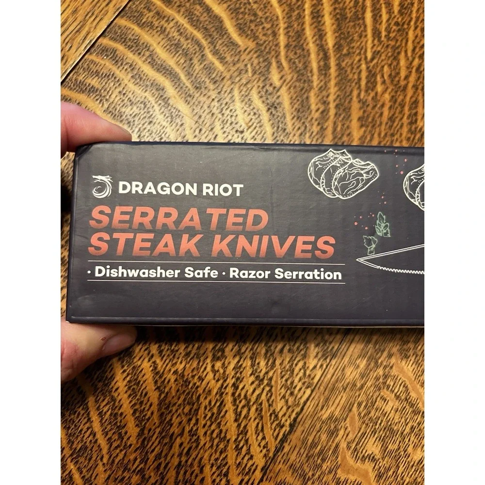 DRAGON RIOT Steak Knives Set of 2 Serrated Edge Steak Knife Set Japanese Stai...